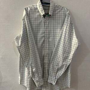 Paul Fredrick Non-Iron Cotton Windowpane Dress Shirt Blue White